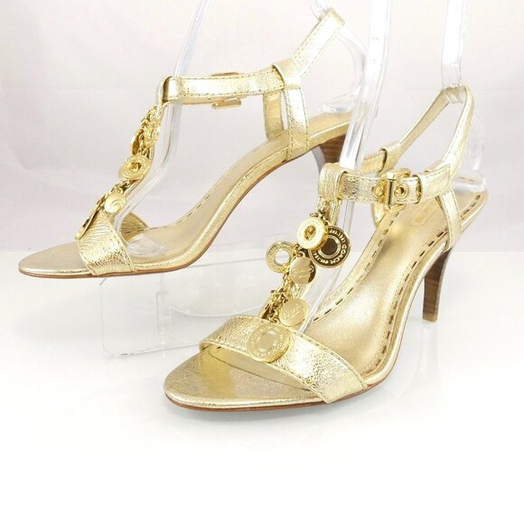 NIB$198 COACH Lucile Shiny Leather T-Strap Lucky Charm Sandals Heels 8 - Picture 5 of 14